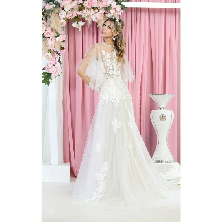 Vestido de novia bordado con transparencias RQ7922 K12442 - Imagen 2