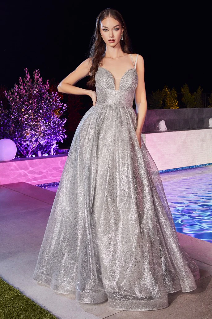 Vestido de gala con brillo en capas CD996 de Ladivine - Imagen 7